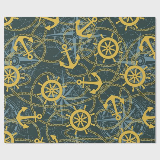 Scheerpende en touw voor anker zee met roos cadeaupapier (Vlak)