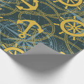 Scheerpende en touw voor anker zee met roos cadeaupapier (Hoek)