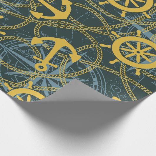 Scheerpende en touw voor anker zee met roos cadeaupapier (Hoek)