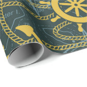 Scheerpende en touw voor anker zee met roos cadeaupapier (Rol Hoek)