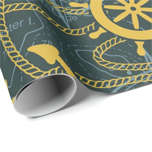 Scheerpende en touw voor anker zee met roos cadeaupapier (Rol Hoek)