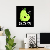 Scheerpeuk Funny Pear Fruit Pun Dark BG Poster (Thuiskantoor)
