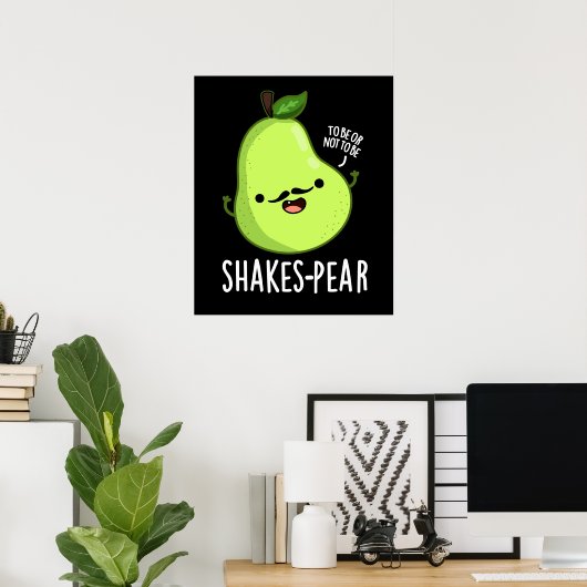 Scheerpeuk Funny Pear Fruit Pun Dark BG Poster (Thuiskantoor)