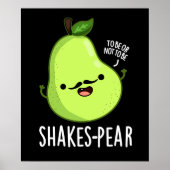Scheerpeuk Funny Pear Fruit Pun Dark BG Poster (Voorkant)