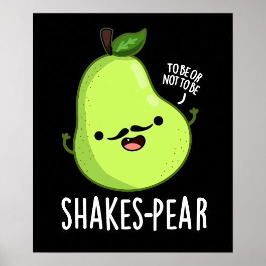 Scheerpeuk Funny Pear Fruit Pun Dark BG Poster (Voorkant)