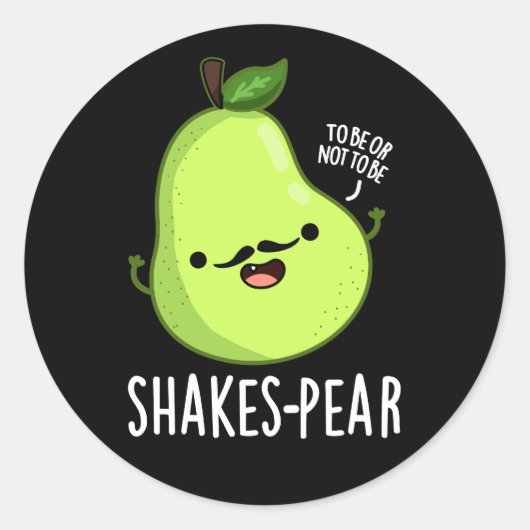Scheerpeuk Funny Pear Fruit Pun Dark BG Ronde Sticker (Voorkant)