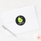Scheerpeuk Funny Pear Fruit Pun Dark BG Ronde Sticker (Envelop)