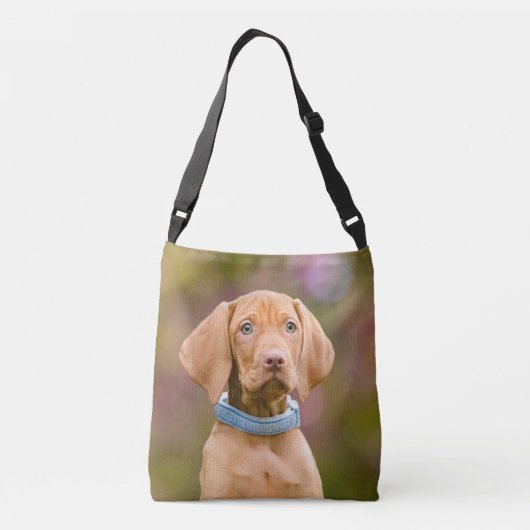 Scheerpups Hongaarse Vizsla Dog Puppy Photo // Crossbody Tas (Achterkant)