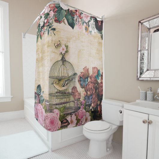 scheerschijfje, patroon, Victoriaans,  collage, ch Douchegordijn (In situ)