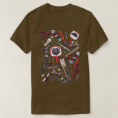 Scheerschuif witte achtergrond rood wit en b t-shirt (Design voorkant)