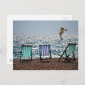 Scheerstoelen zee strandmeeuw mooi landschap briefkaart (Voorkant / Achterkant)