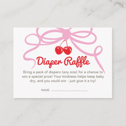 Scheert de kers op de top baby shower Luier Raffle Informatiekaartje (Voorkant)