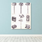 Scheeruitrusting van mannen, uit een handelscatalo canvas afdruk (Insitu (Houten vloer))