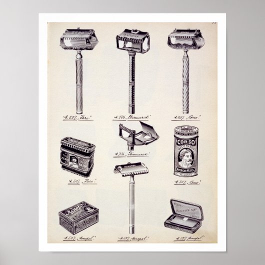 Scheeruitrusting van mannen, uit een handelscatalo poster (Voorkant)