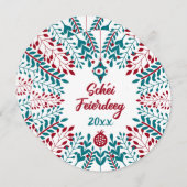 Schéi Feierdeeg, Luxembourgish Merry Kerstmis Feestdagenkaart (Voorkant / Achterkant)