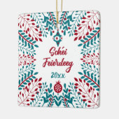 Schéi Feierdeeg, Luxembourgish Merry Kerstmis Keramisch Ornament (Links)