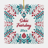 Schéi Feierdeeg, Luxembourgish Merry Kerstmis Keramisch Ornament (Achterkant)