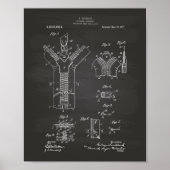 Scheidbare Fastener 1917 Patent Art Chalkboard Poster (Voorkant)