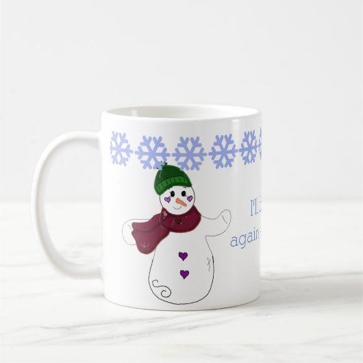 Scheidend sneeuwmannetje koffiemok (Links)