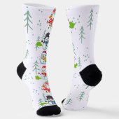 Scheidende Sneeuwmannen Grappige Kerst Sokken (Gebogen)