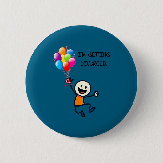 Scheidende stickfigure blij persoon ronde button 5,7 cm (Voorkant)