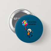 Scheidende stickfigure blij persoon ronde button 5,7 cm (Voorkant /achterkant)