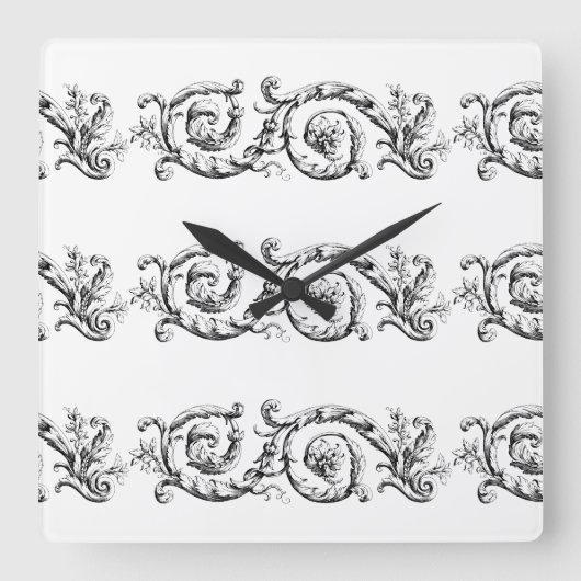 scheiding flourish versiering vierkante klok (Voorkant)