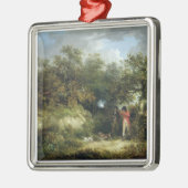 Scheiding van fazanten (olie op doek) 3 metalen ornament (Links)