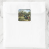 Scheiding van fazanten (olie op doek) 3 vierkante sticker (Tas)