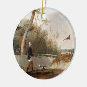 Scheiding van fazanten (olie op doek) keramisch ornament (Links)