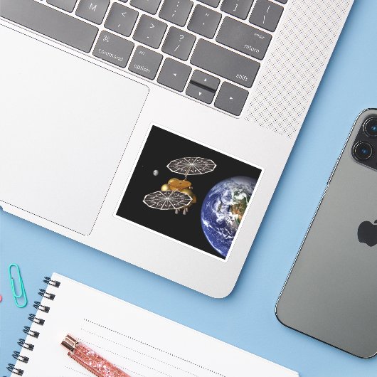 Scheiding van het instapvoertuig op een Mars-missi Sticker (Laptop met iPhone)