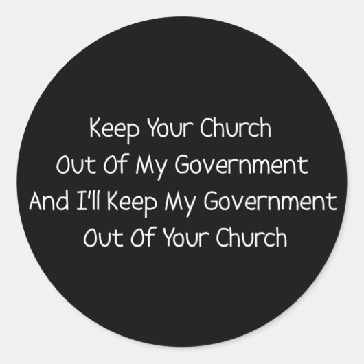 Scheiding van kerkstaat ronde sticker (Voorkant)
