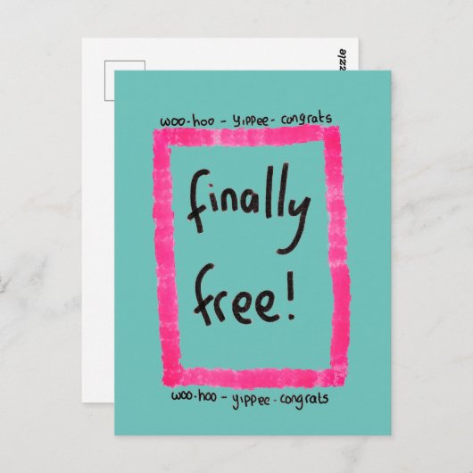 Scheidingsfelicitaties briefkaart (Voorkant / Achterkant)