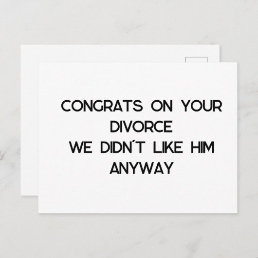 Scheidingsfelicitaties Briefkaart (Voorkant / Achterkant)