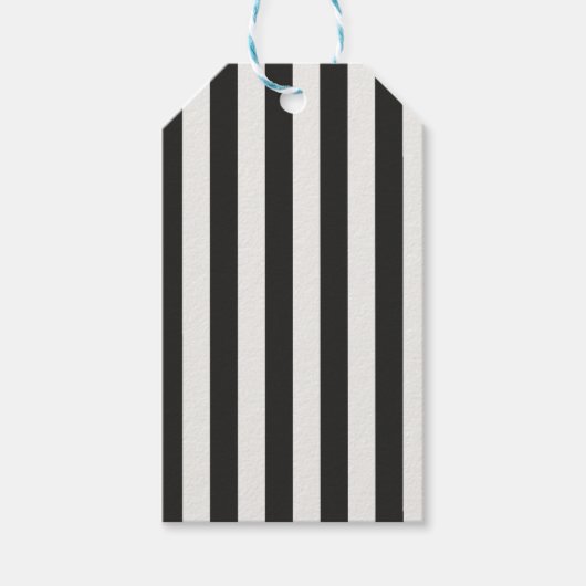Scheidsrechter gestreept klassiek zwart & wit vert cadeaulabel (Voorkant)