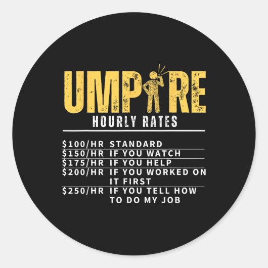 Scheidsrechter Uur Tarieven Grappige Scheidsrechte Ronde Sticker (Voorkant)