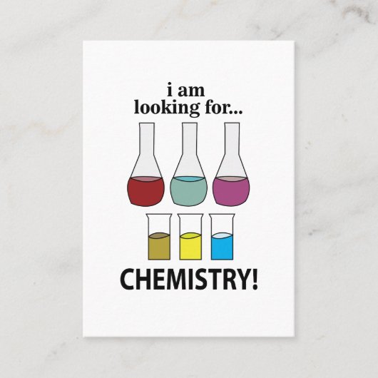 Scheikunde Grappig Ik ben op zoek naar chemie Visitekaartje (Voorkant)