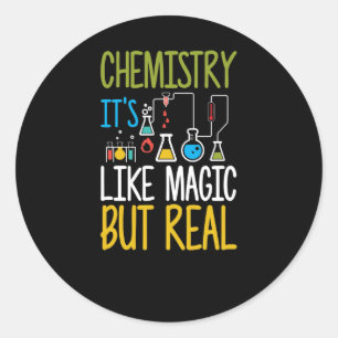 Scheikunde het is als magisch maar echt grappig ronde sticker