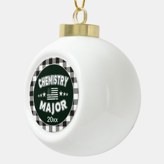Scheikunde Student White Plaid Keramische Bal Ornament (Rechts)