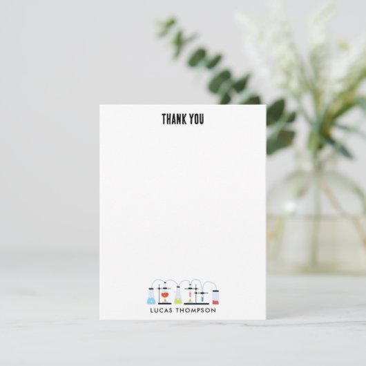 Scheikunde Wetenschap Testbuizen Lab Schoolvak Bedankkaart (Staand voorkant)