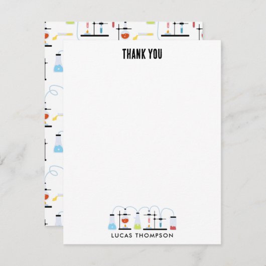 Scheikunde Wetenschap Testbuizen Lab Schoolvak Bedankkaart (Voorkant / Achterkant)