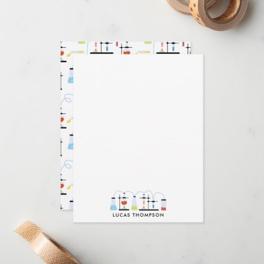 Scheikunde Wetenschap Testbuizen Lab Schoolvak Notitiekaartje (Voorkant / Achterkant in situ)