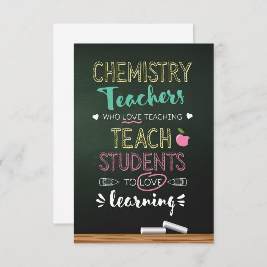 Scheikundedocenten die van onderwijs houden bedankkaart (Voorkant / Achterkant)