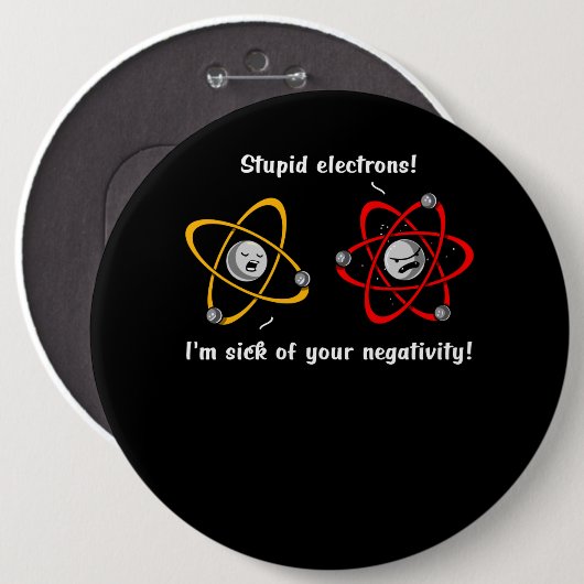 Scheikundeelektronen negativiteit Funny Science Jo Ronde Button 6,0 Cm (Voorkant /achterkant)