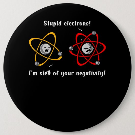 Scheikundeelektronen negativiteit Funny Science Jo Ronde Button 6,0 Cm (Voorkant)