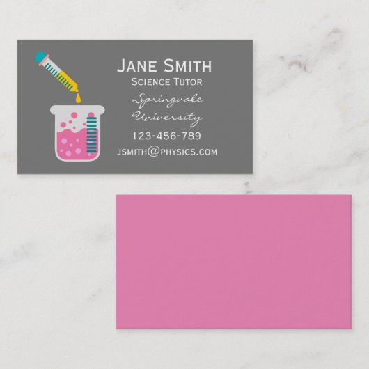 Scheikundewiskunde, roze vloeistof visitekaartje (Voorkant / Achterkant)