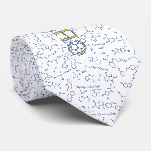Scheikundig schema typografie blauw stropdas (Opgerold)