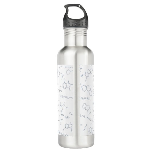 Scheikundig wetenschappelijk symbool waterfles  (Achterkant)