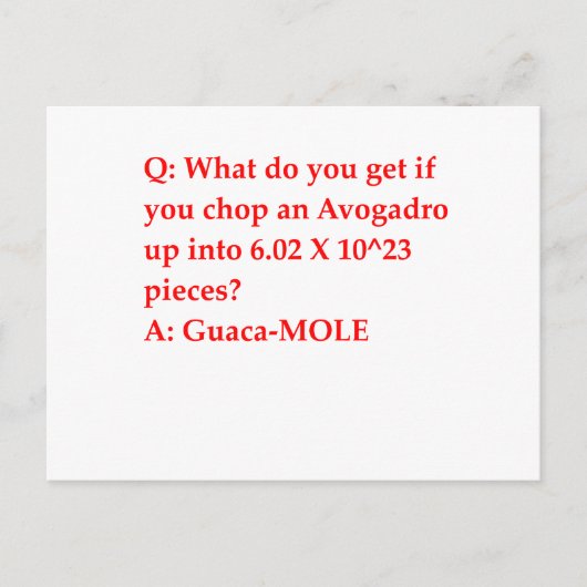 scheikundige grap briefkaart (Voorkant)