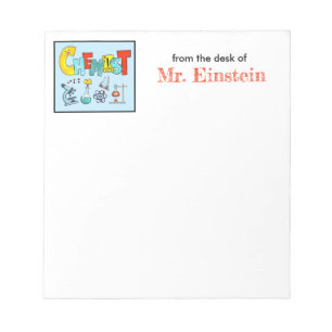 Scheikundige leraar waardering cadeau gepersonalis notitieblok